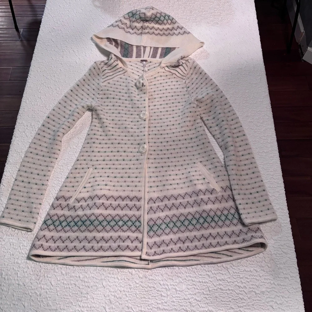 Free People Hooded Fair Isle Cardigan Boho Cottagecore, XS‎