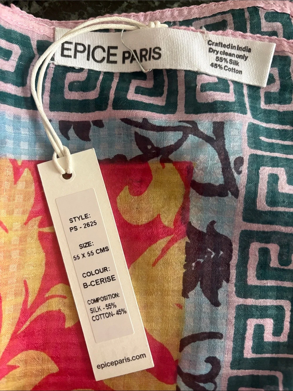 ÉPICE Paris Pink & Gold Floral Silk-Blend Scarf Square