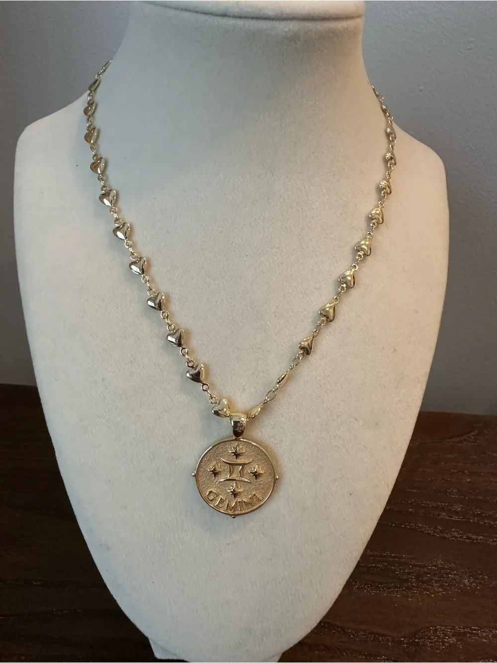Jane Win Heart Chain with Gemini reversible pendant