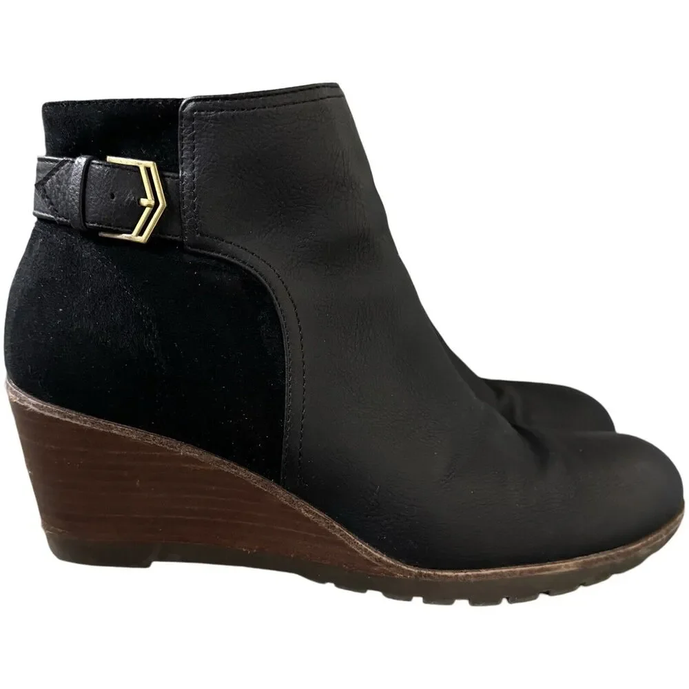Dr. Scholls Boots Womens 9 Black Noelle Wedge Casual Ankle Booties Casual Office