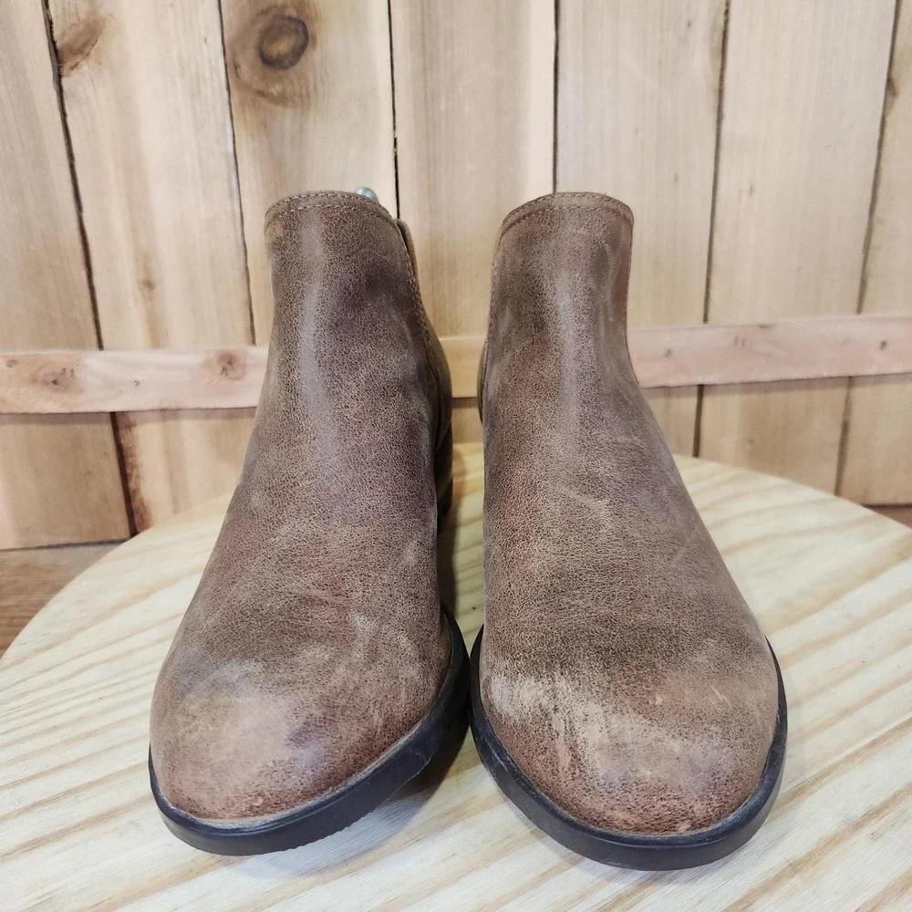 Sorel‎ Lolla Cut-Out Boots Womens 9.5 Brown Leather Block Heel Ankle Booties