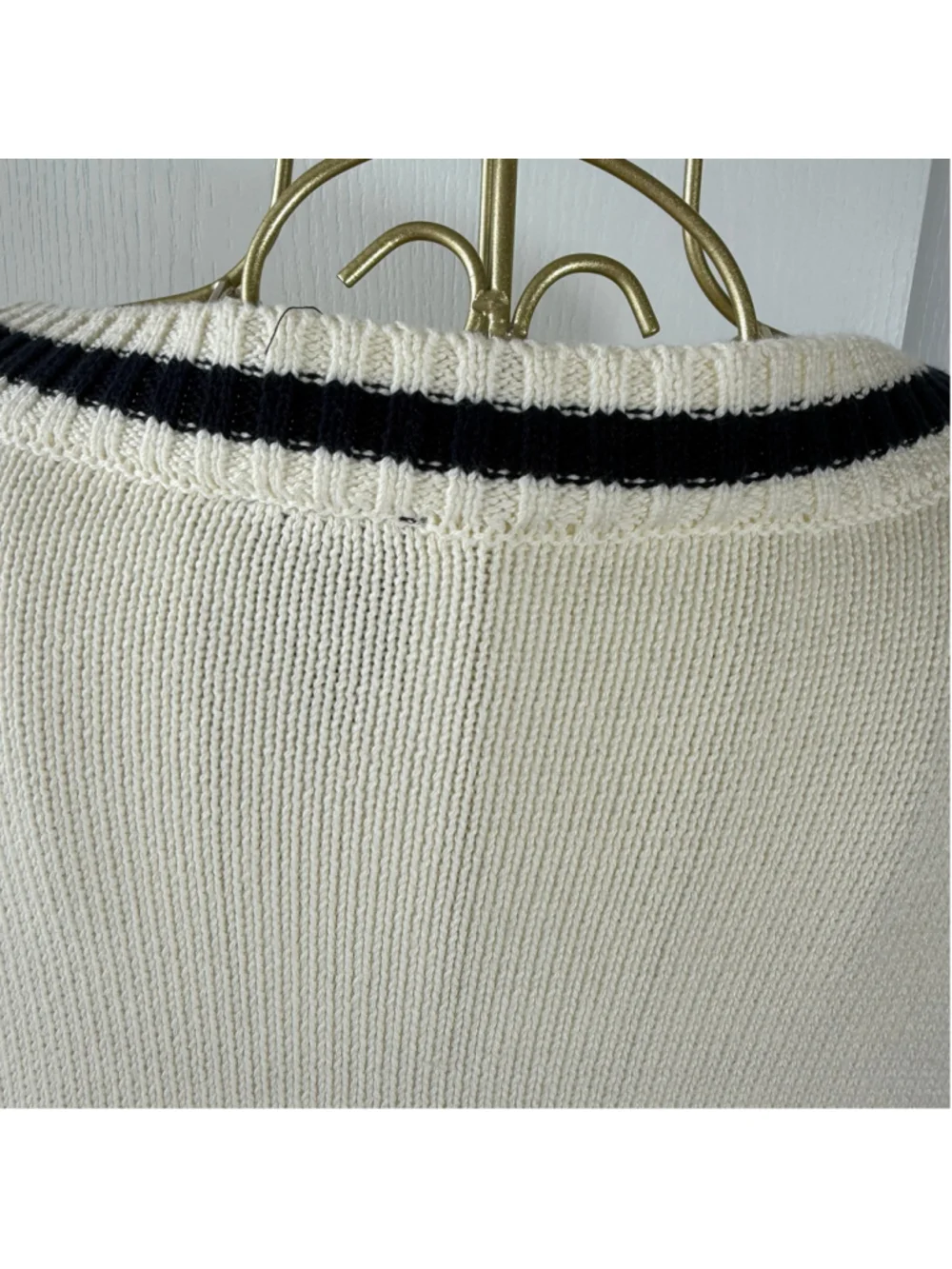 Women's Bobeau Tennis Cardigan Sweater Size L Beige Black