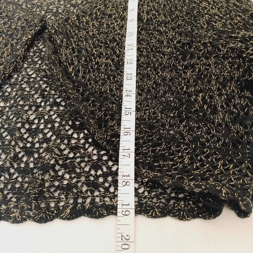 JPR Essentials Shrug Women 2X Black Gold Metallic Open Knit Cropped Cardigan