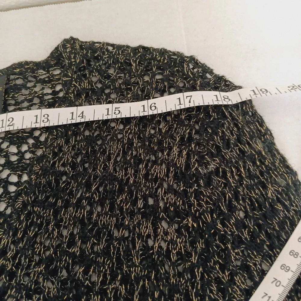 JPR Essentials Shrug Women 2X Black Gold Metallic Open Knit Cropped Cardigan
