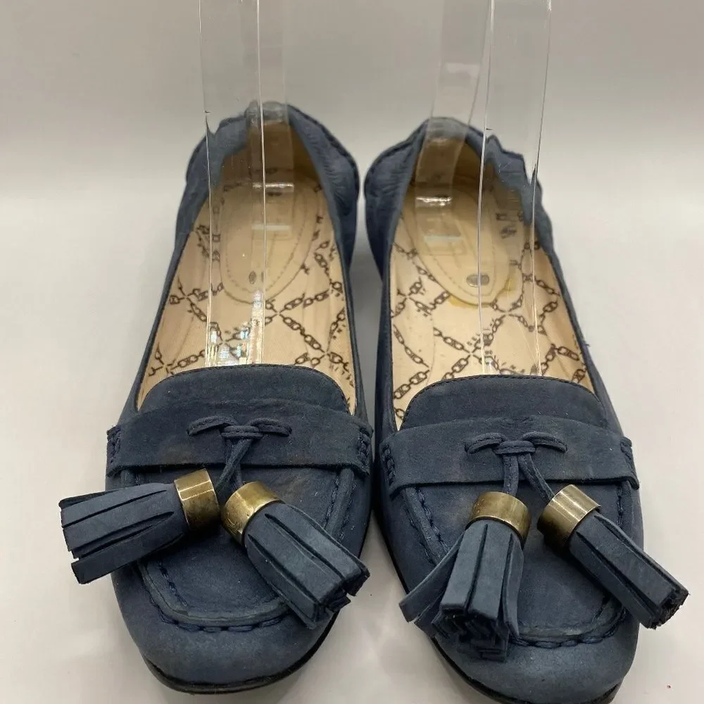 Celine blue gathered flats