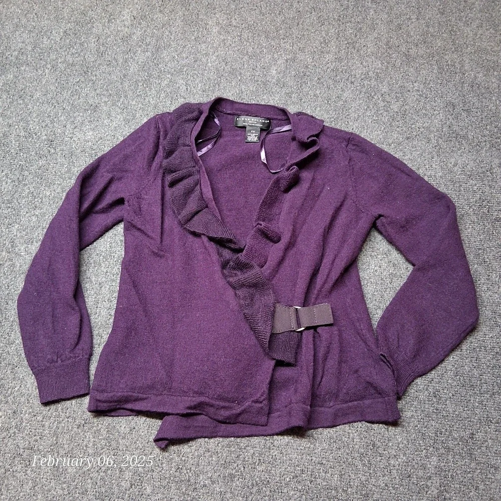 Elana Solano Italian Merino Wool Open Cardigan Sweater‎ Women Petite Medium PM