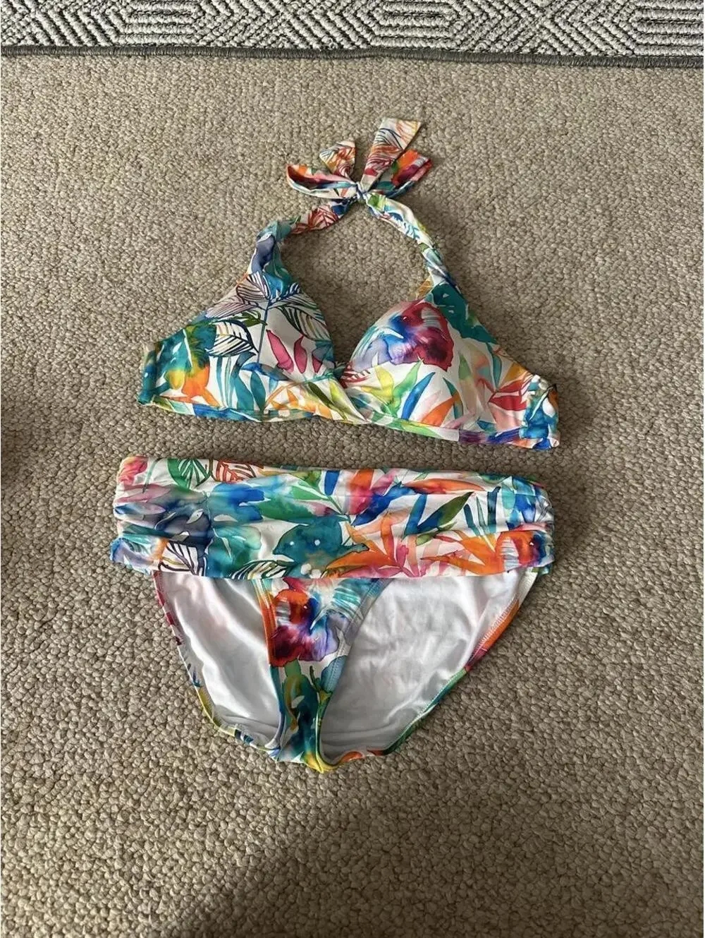 Ralph Lauren multicolored tropical leaf print bikini set