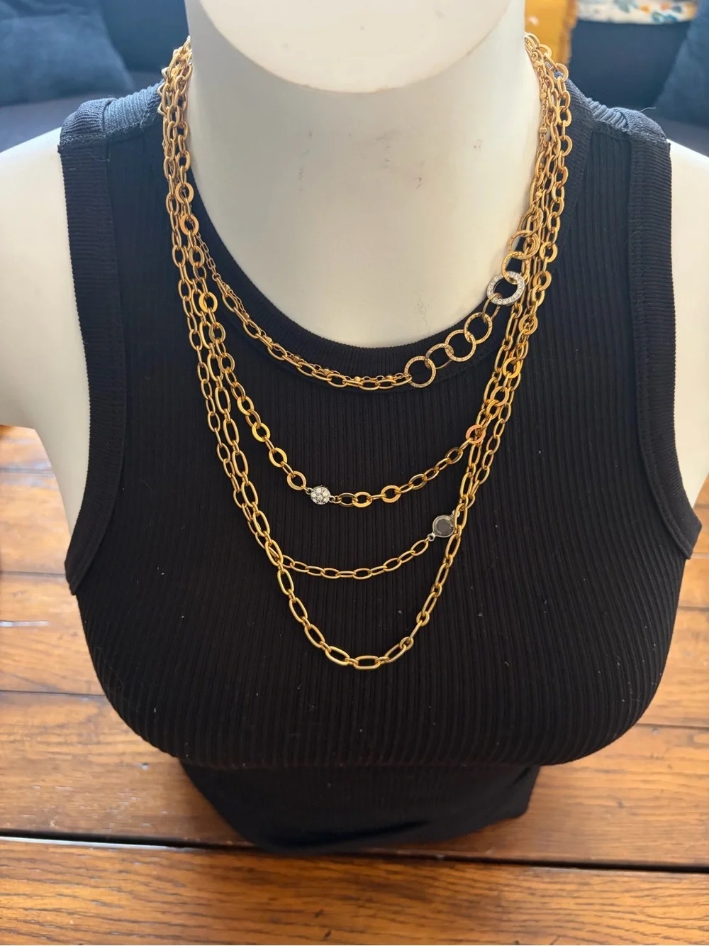 Daisy Fuentes gold tone multi strand, layered statement necklace