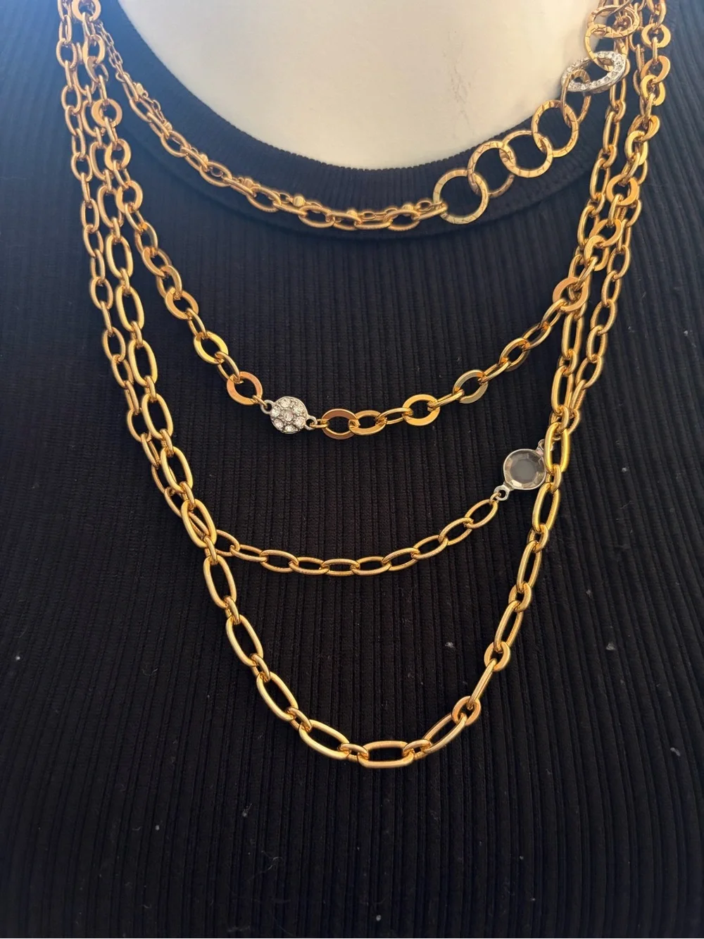 Daisy Fuentes gold tone multi strand, layered statement necklace