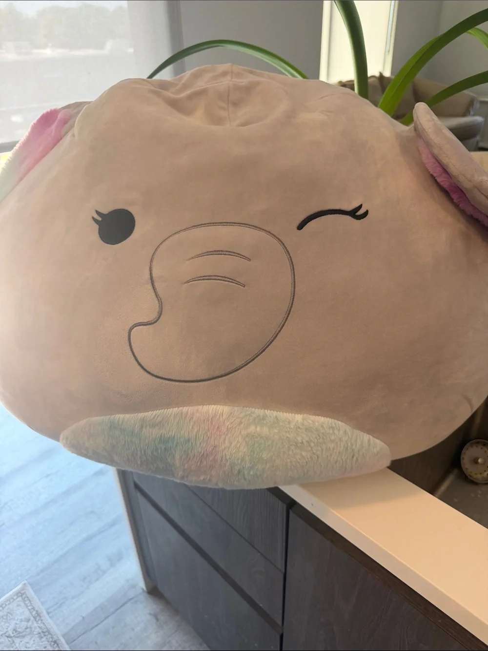 Squishmallows Milo Elephant Plush - Light Gray with Pastel Rainbow Accents