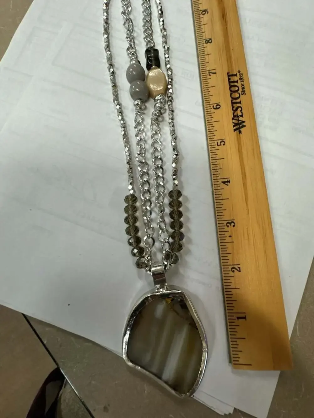 Chico's Statement Pendant Multi-Strand Layered Necklace with Faceted Beads