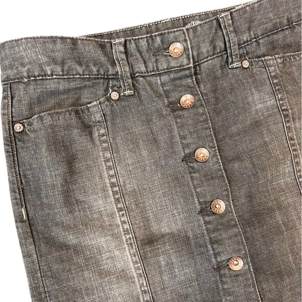 GAP 1969 Limited Edition Straight Denim Skirt Botton Front Black Wash Size 2