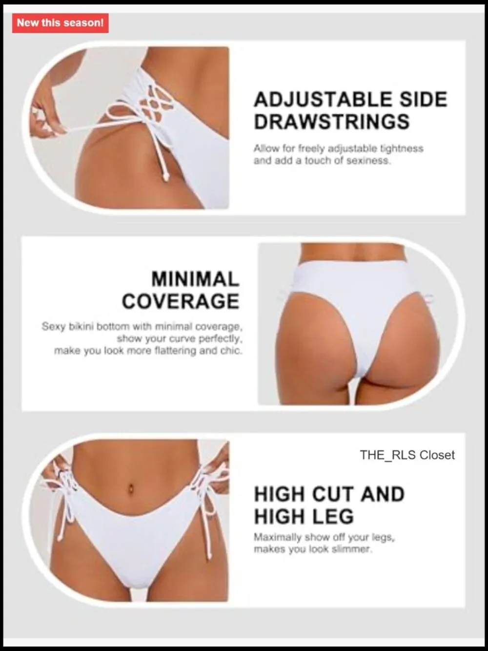 Cheeky Brazilian Swim Bottom Tie Side High Cut Minimal Coverage