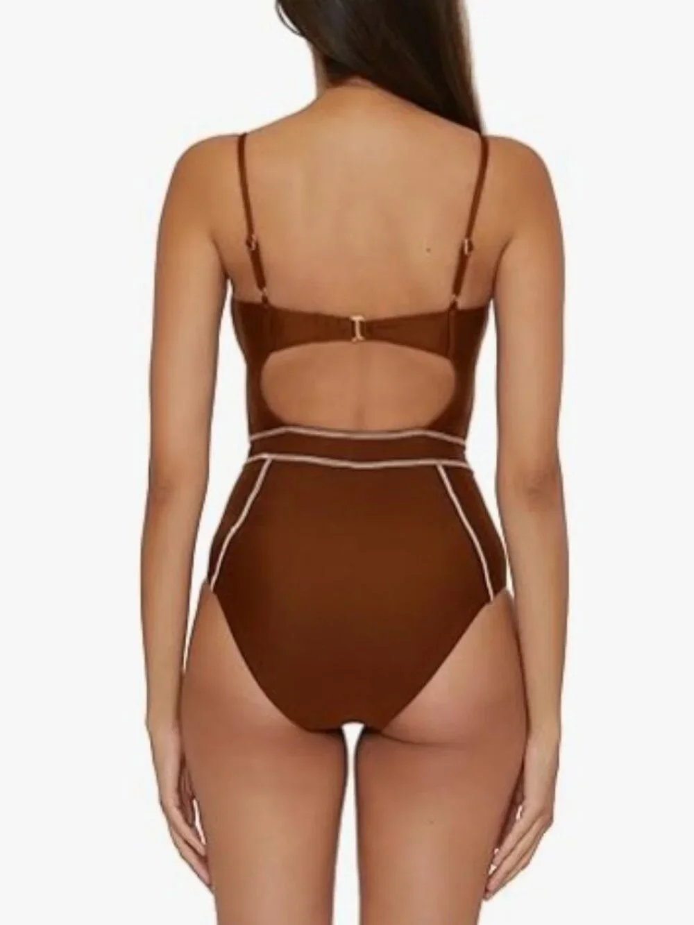NWT - Becca Color Sheen One Piece Swimsuit Brown Dark Coco -Sz Medium