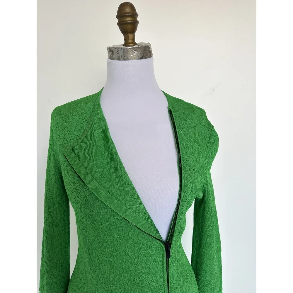 RET $2500 Paula Hian Green Skirt and Asymmetrical Jacket 2pc Set Size Small