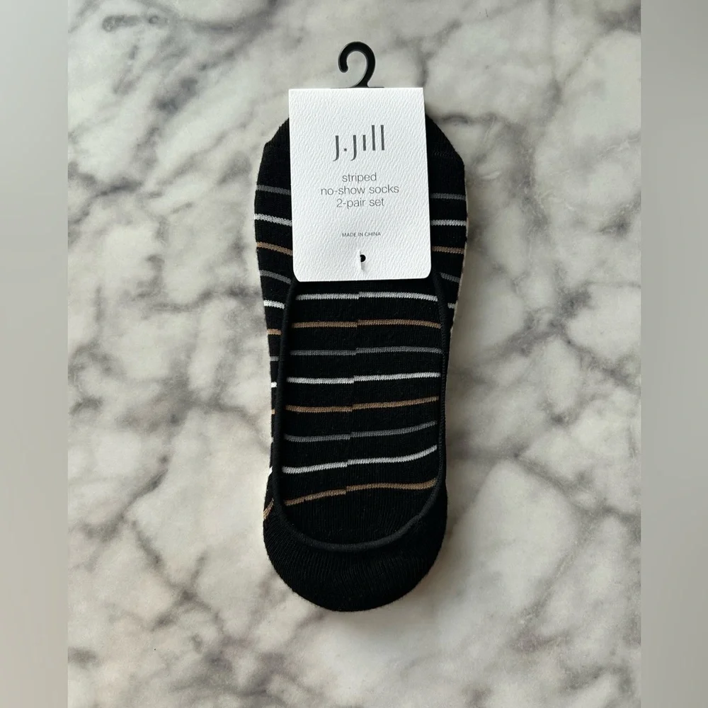 NWT J. Jill striped no-show socks 2-pair set