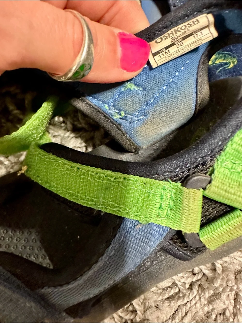 OshKosh B'gosh Navy and Green Adjustable Kids Sandals