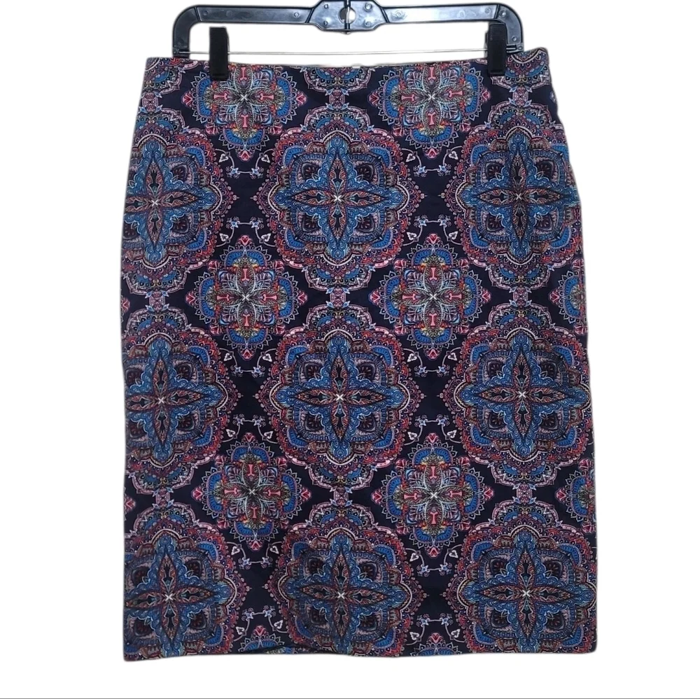 Talbots Blue Red Paisley Print Pencil Skirt Women's  Size 6