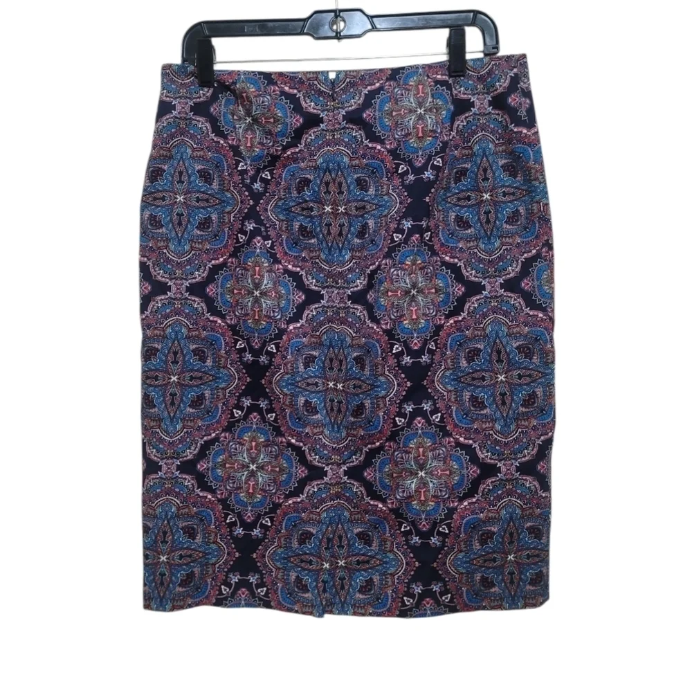 Talbots Blue Red Paisley Print Pencil Skirt Women's  Size 6