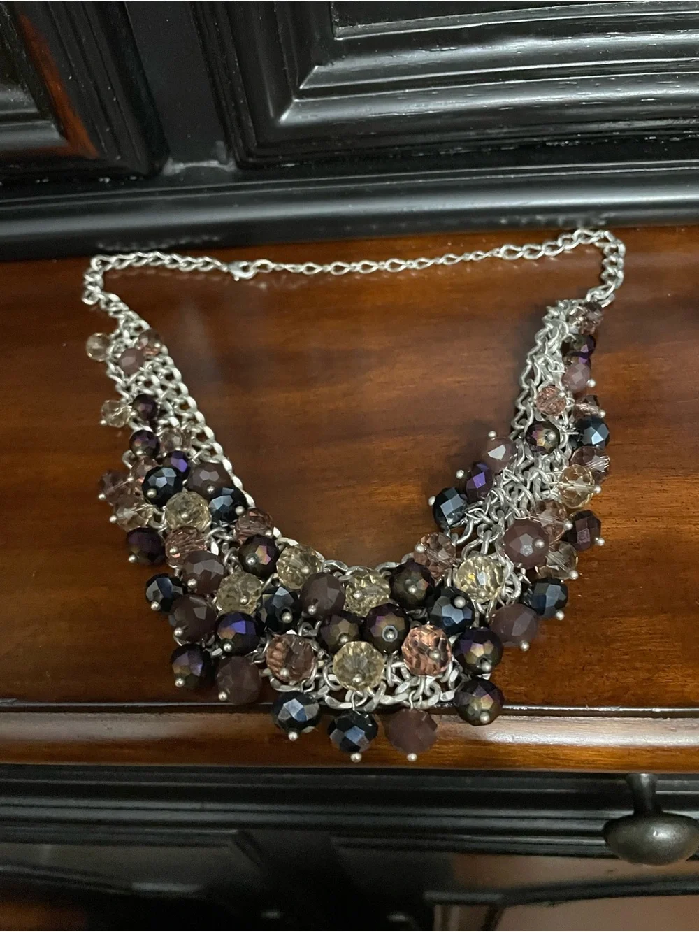 Statement Multistrand Necklace with Purple and Brown Beads