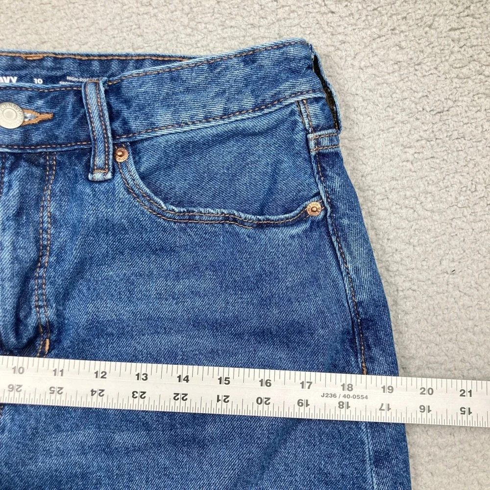 Old Navy Denim Midi Skirt Womens 10 Blue High Rise Secret Smooth Pockets Slit