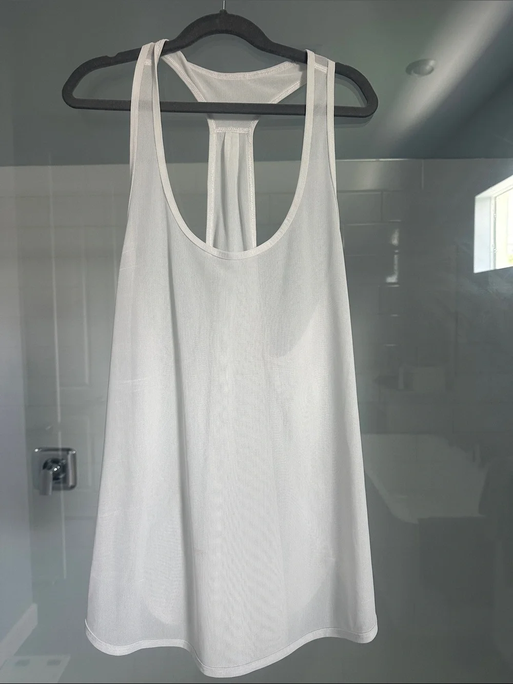 White Mesh Sleeveless Racerback Tank Top