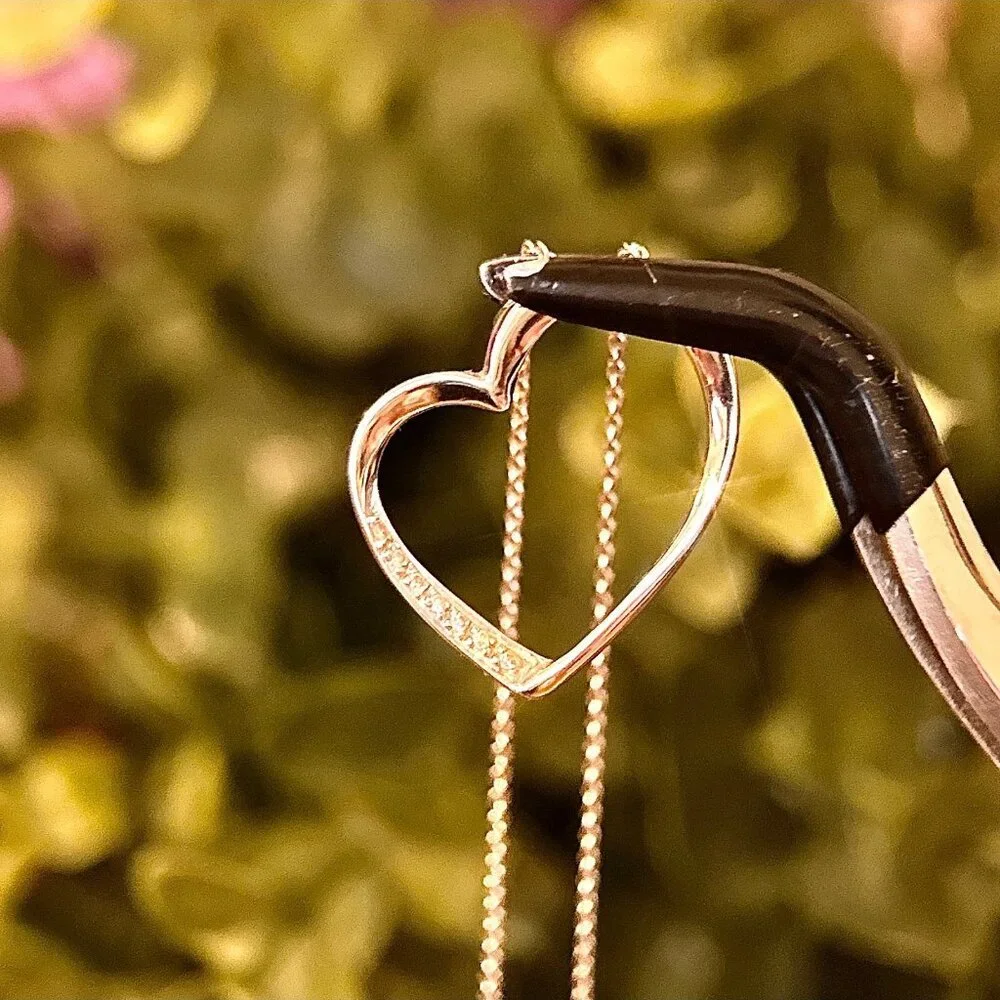 Lovely‎ 14K White Gold Diamond Heart Necklace