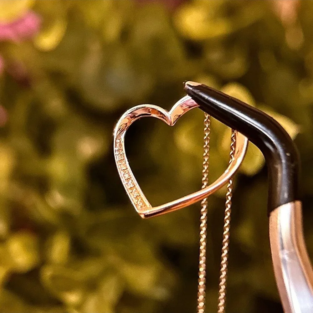 Lovely‎ 14K White Gold Diamond Heart Necklace