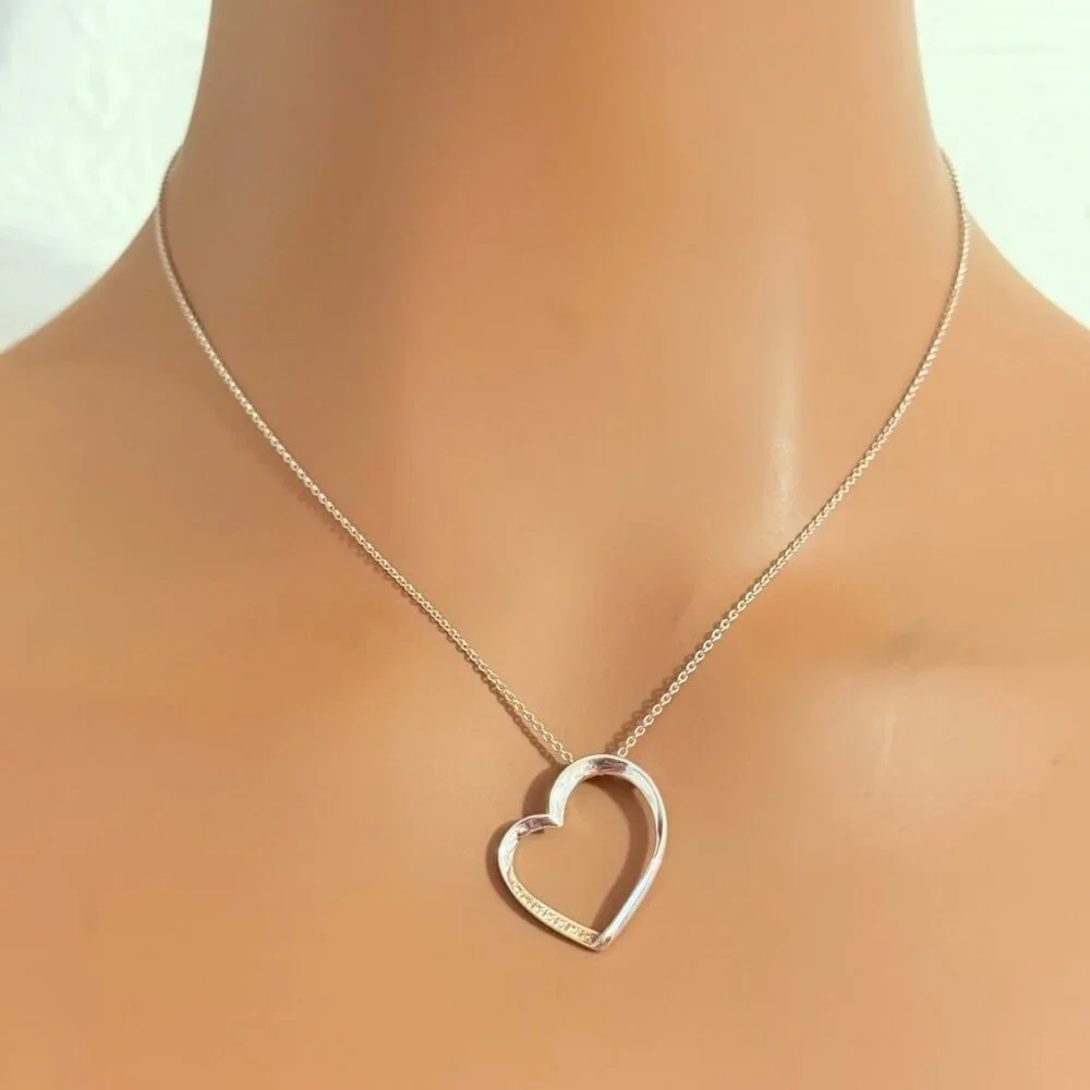 Lovely‎ 14K White Gold Diamond Heart Necklace