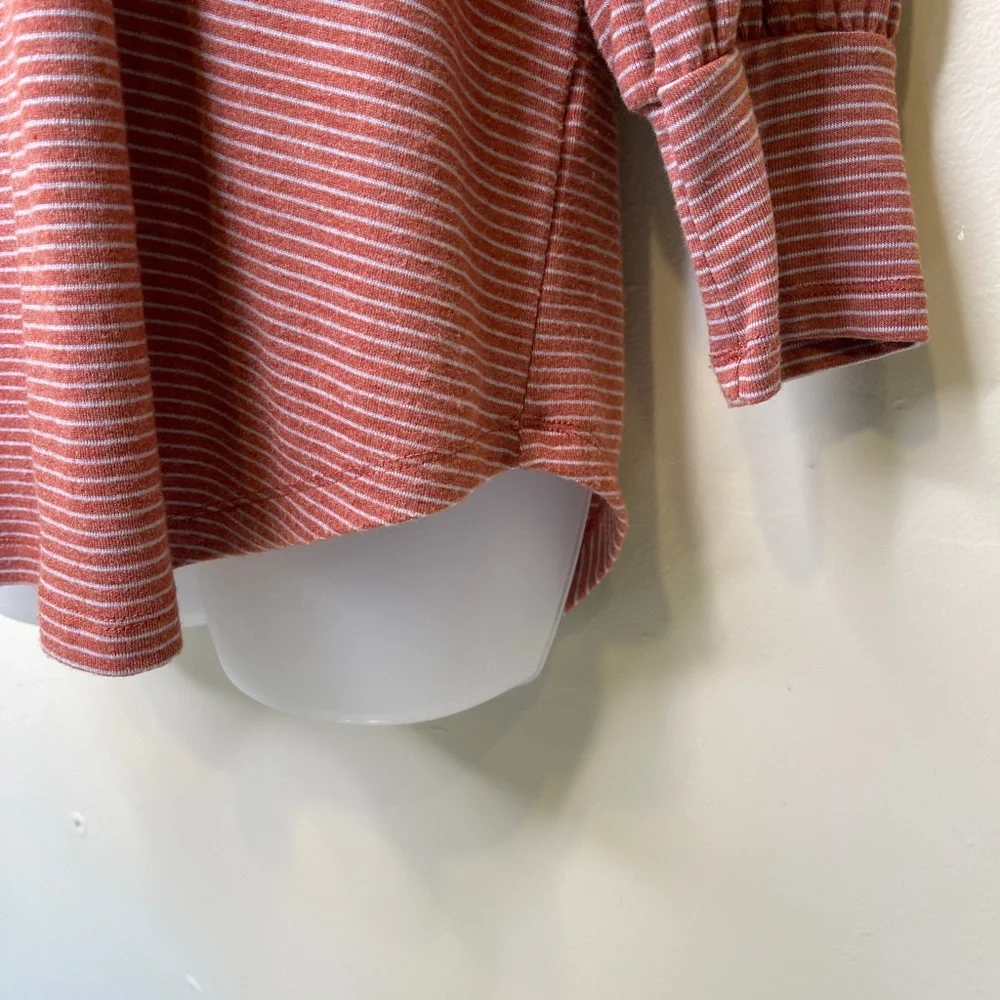 Mododoc LA | Retro Inspo Rust Stripe Statement Sleeve Soft Boxy T-Shirt