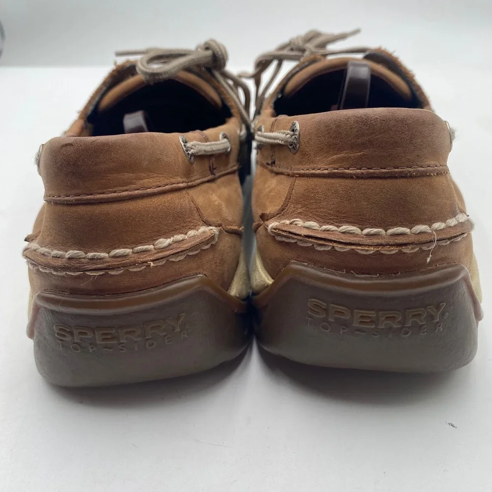 Sperry Top-Sider Billfish Boat Shoes Mens 10M Tan Leather Mesh Nautical Classic