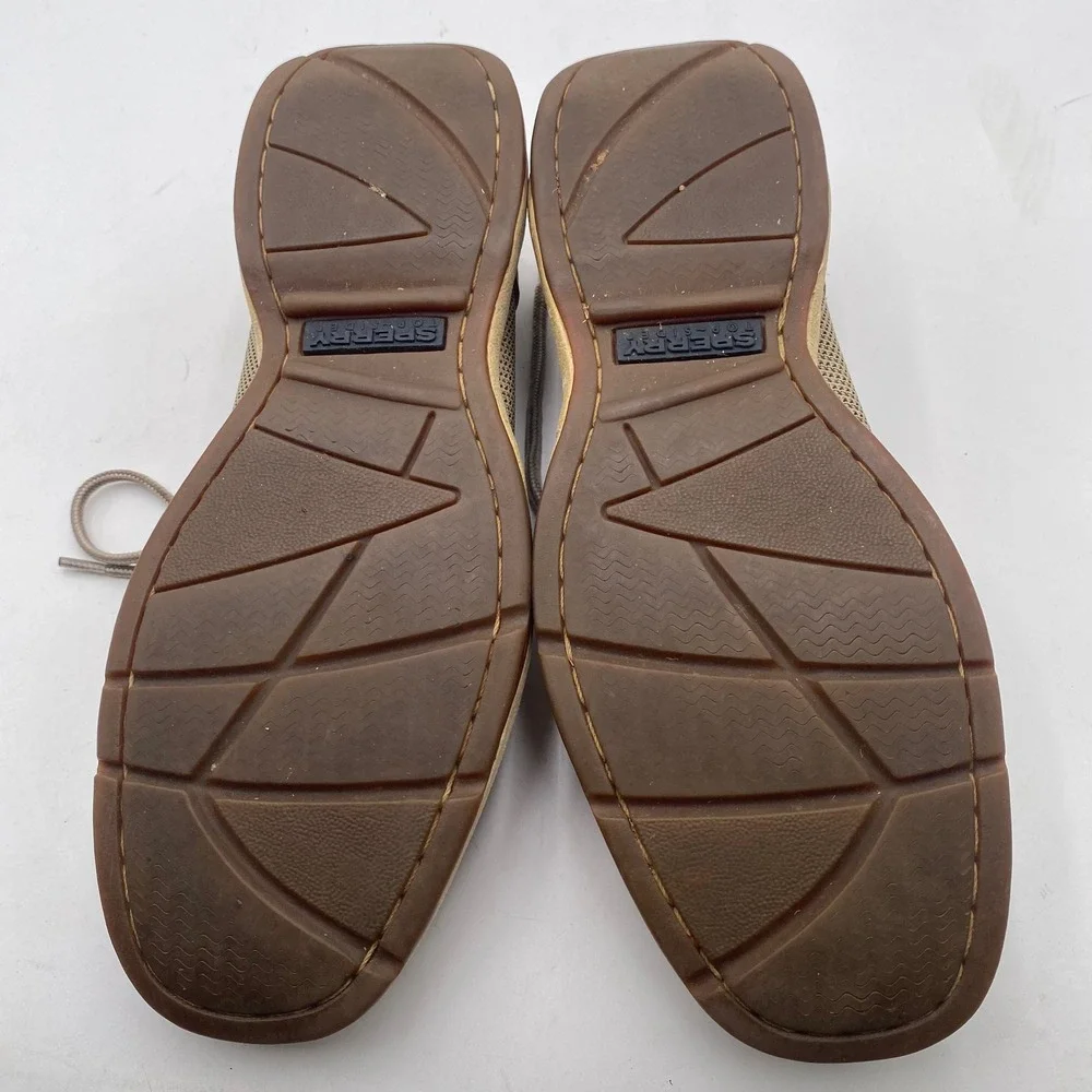 Sperry Top-Sider Billfish Boat Shoes Mens 10M Tan Leather Mesh Nautical Classic
