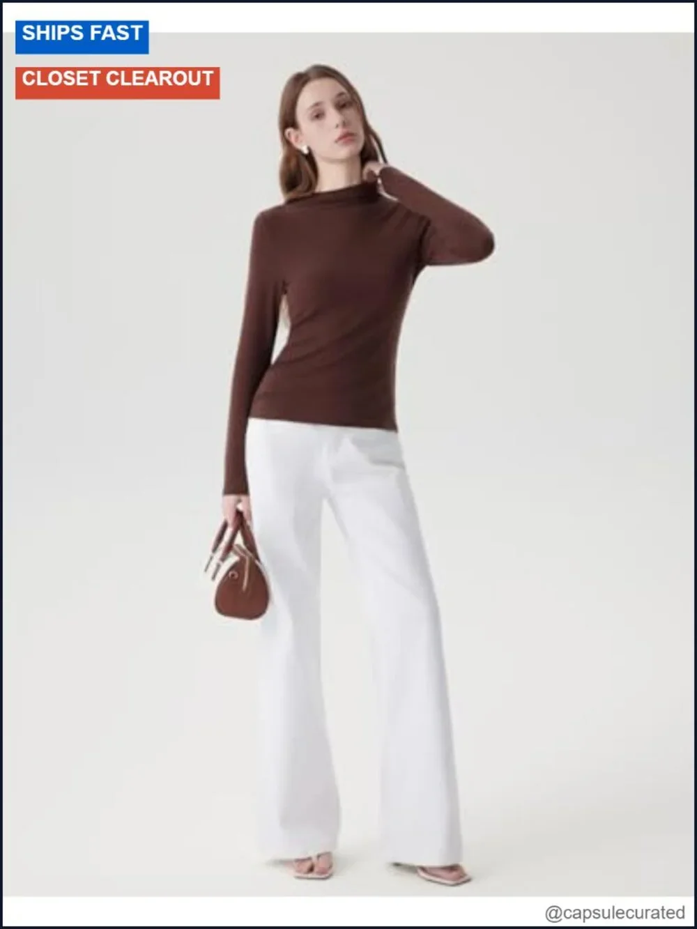 Cloud Cashmere Mock Neck Fitted Long Sleeve T-Shirt - Buttery Soft