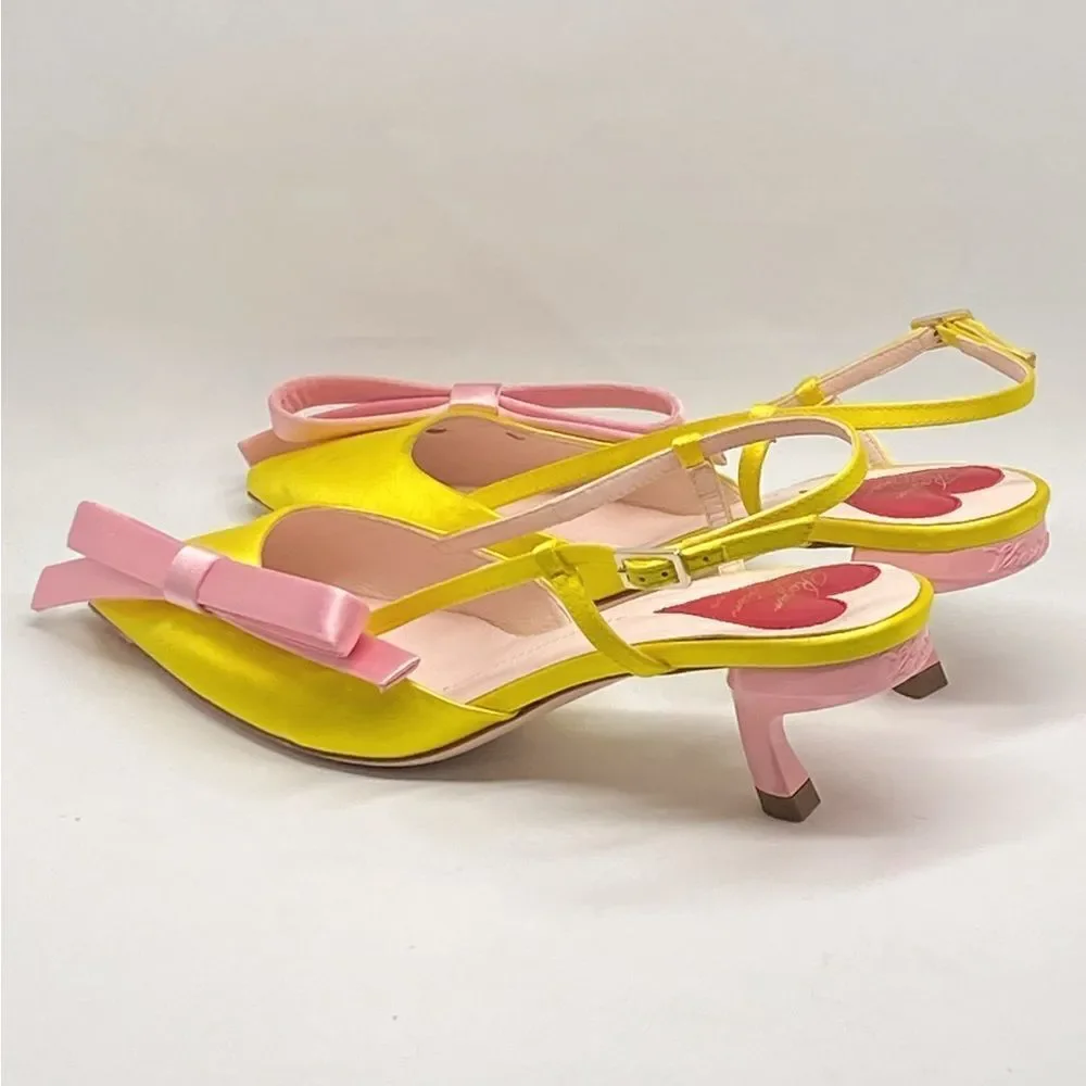 Roger Vivier 55mm Virgule Bow satin pumps size 36.5