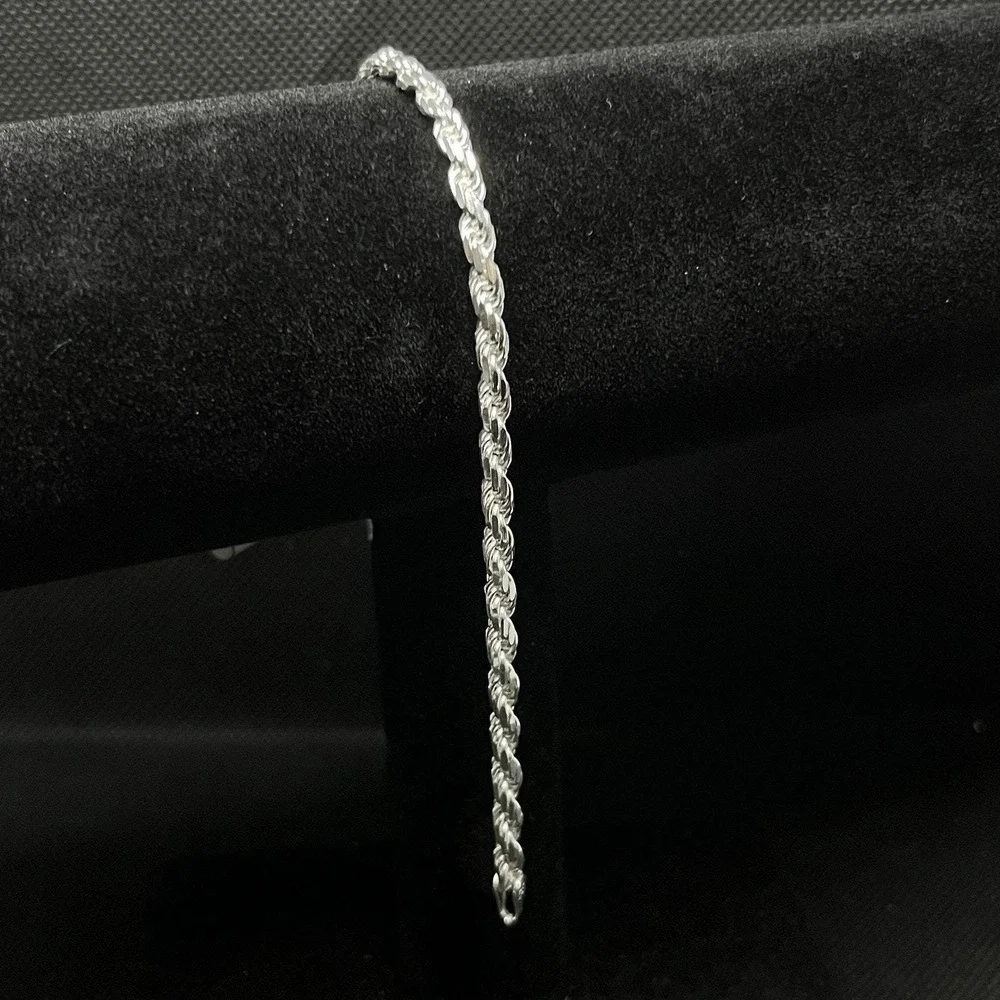 Esclava De Plata 925 Con Diseño Rope,Rope Design Silver Bracelet