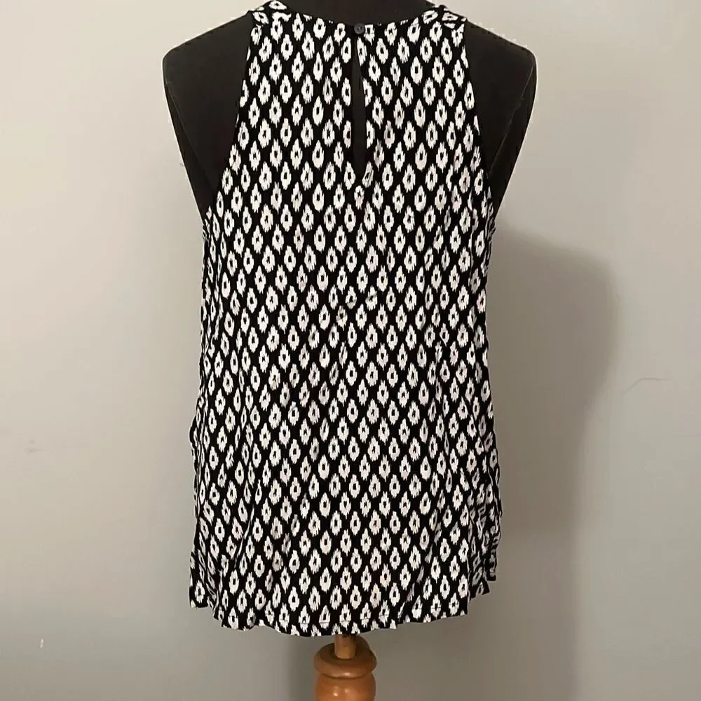 Old Navy Women's Black Sleeveless Keyhole Back Geometric Tank Top