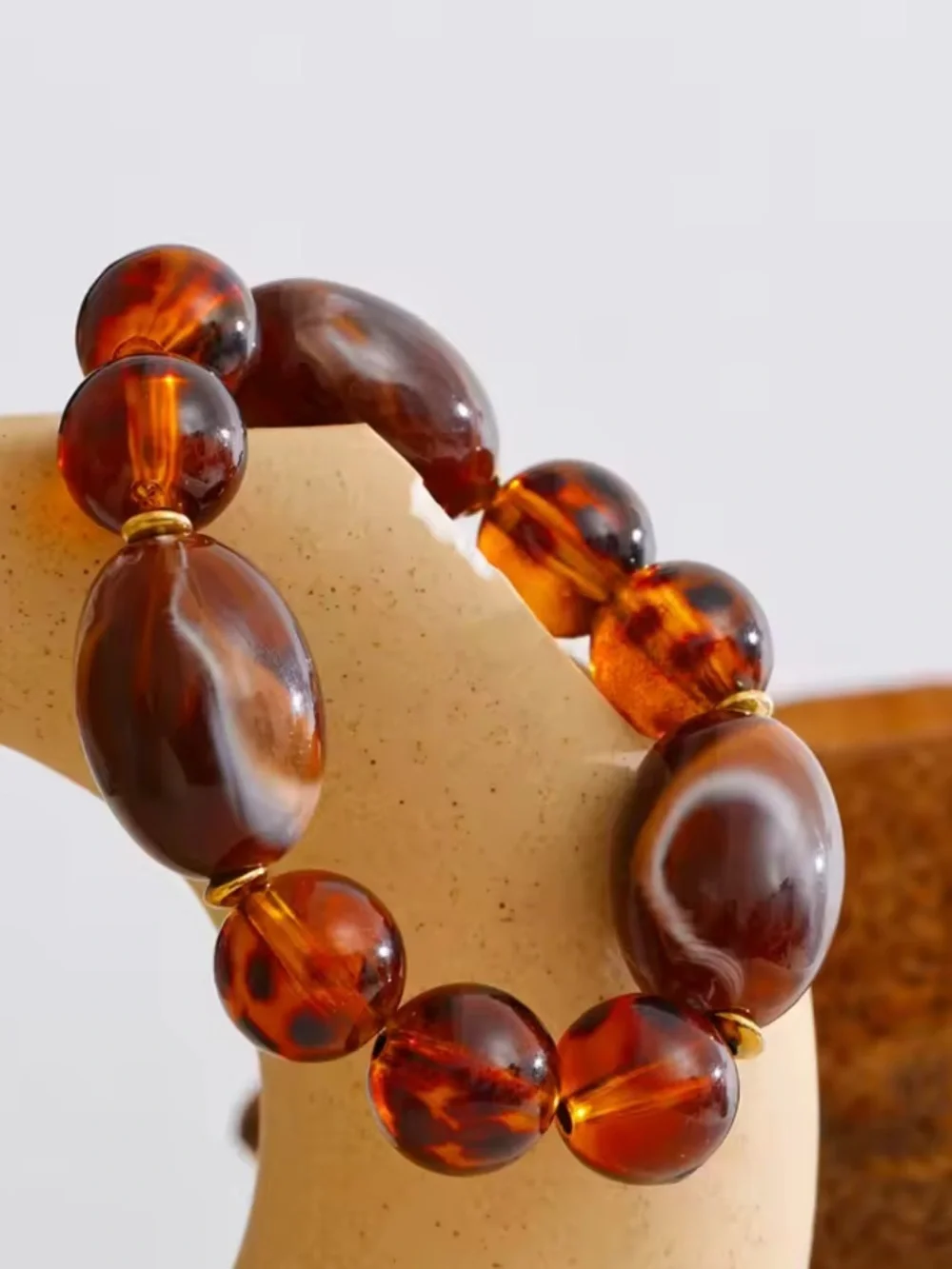 Amber Beaded Stretch Bracelet