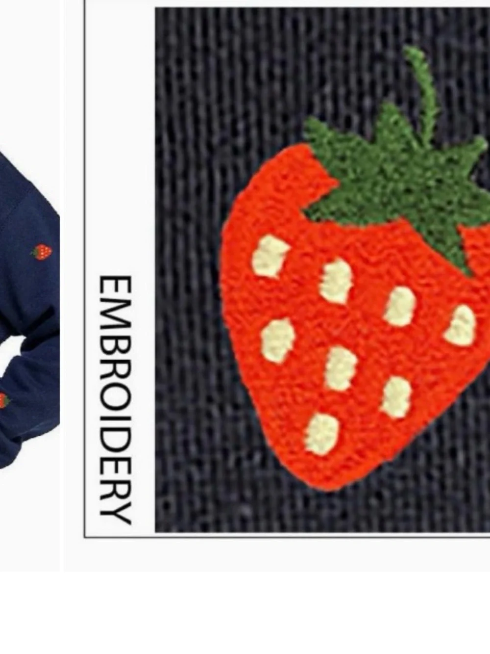 N/A strawberry embroidery soft