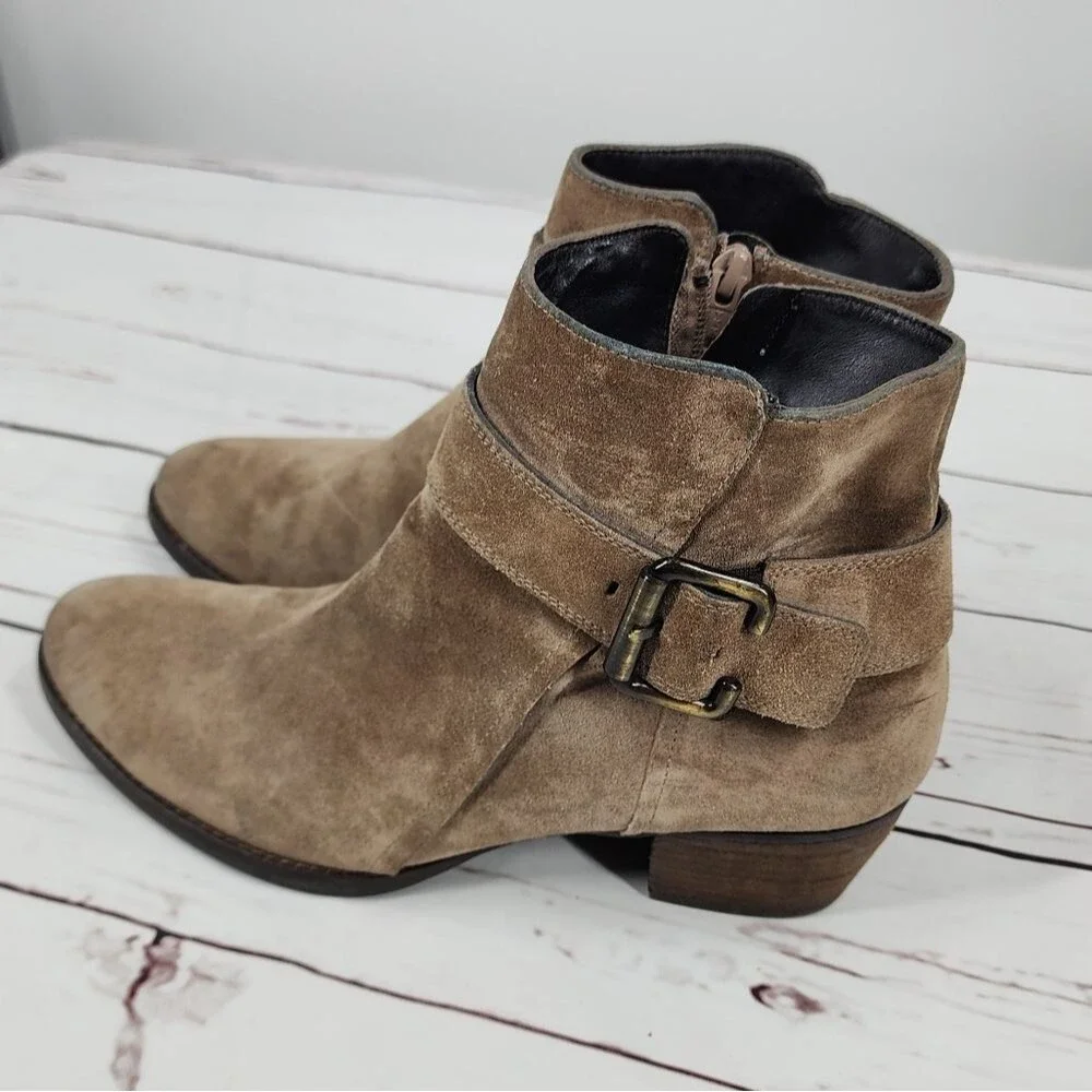 Paul Green Jano Moto Buckle Bootie Ankle Boots Antelope US 9 UK 6.5