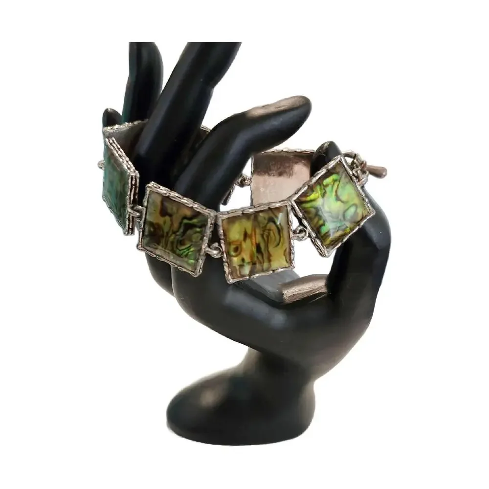 Vintage Faux Abalone Link Bracelet, 7