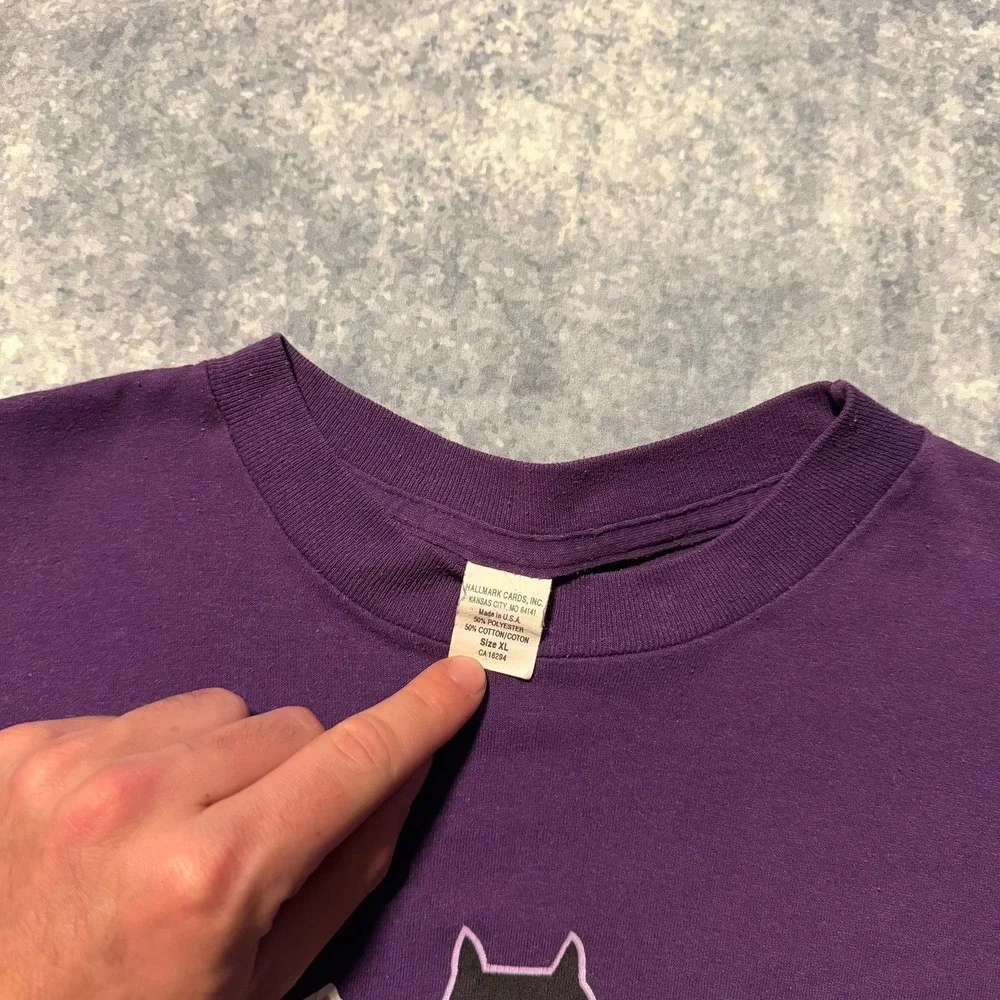 Vintage Hallmark Halloween Cat T-Shirt Womens XL‎ Purple Single Stitch Made USA