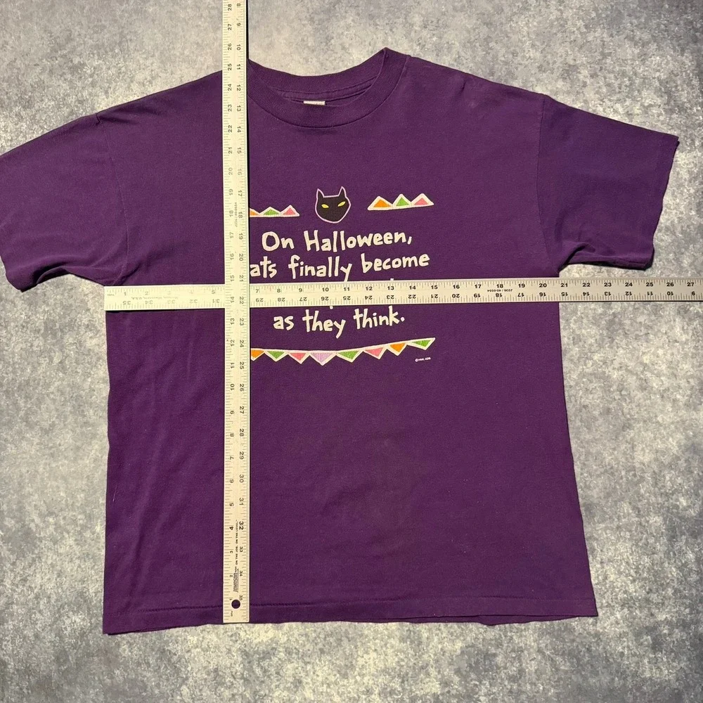 Vintage Hallmark Halloween Cat T-Shirt Womens XL‎ Purple Single Stitch Made USA