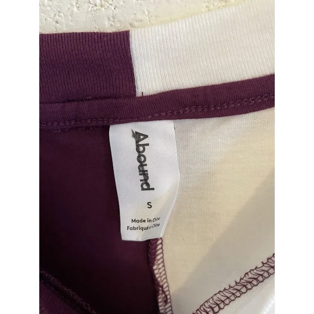 ABOUND Shirt Women Sm. Burgundy Ivory Split Sport Rhode Island Indiana State NEW