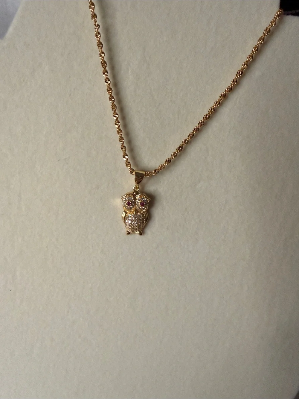 Rose Gold Plated Owl Pendant Necklace