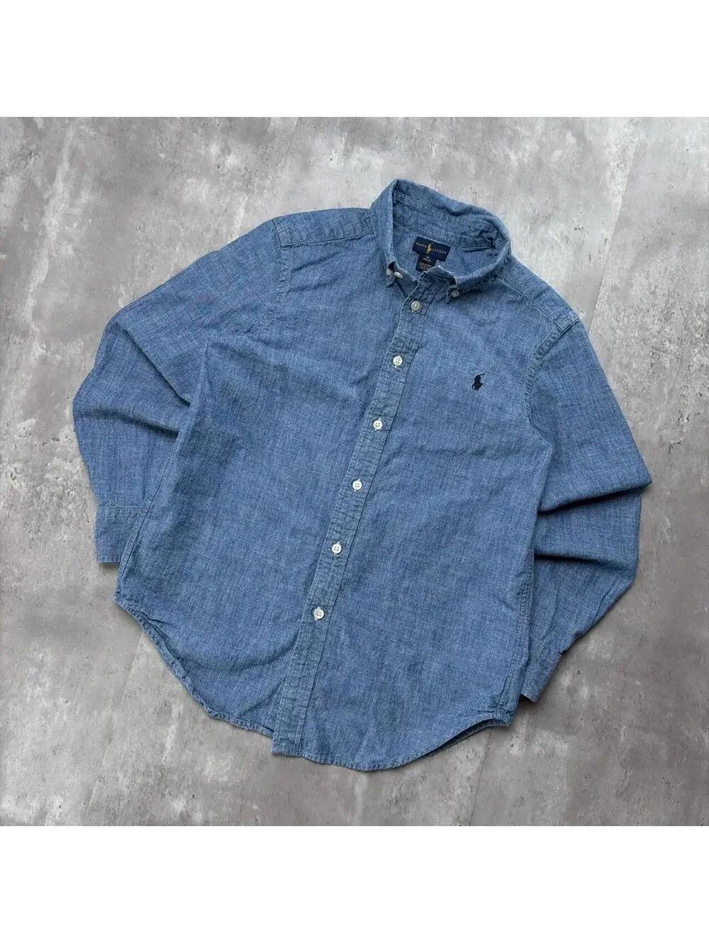 Y2 Blue Polo Ralph Lauren Linen Long Sleeve Button Up Shirt