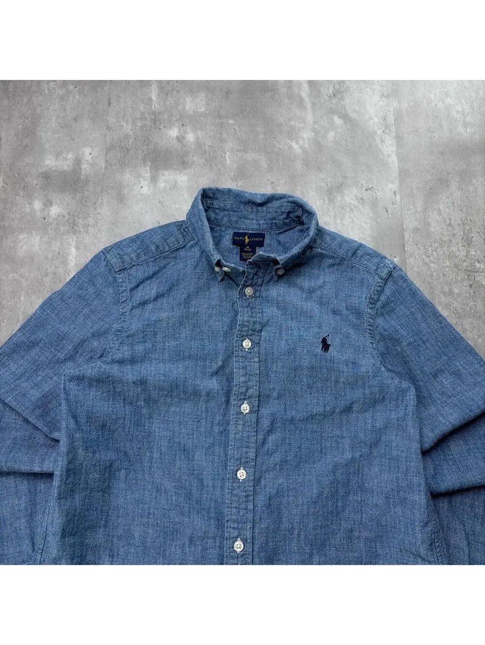Y2 Blue Polo Ralph Lauren Linen Long Sleeve Button Up Shirt