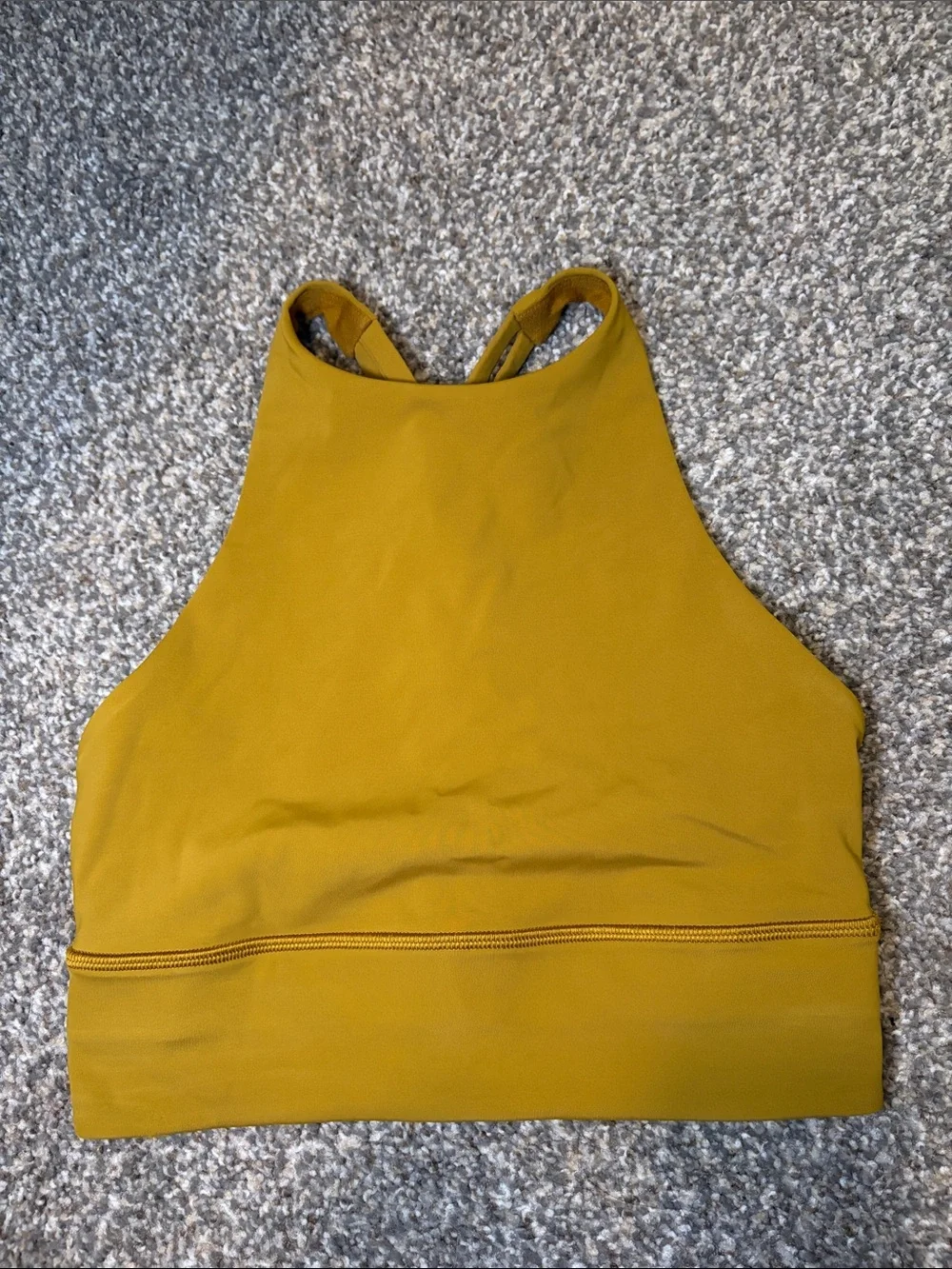 Lululemon Energy Bra High-Neck Longline Size 4 Gold Spice Mustard Yellow
