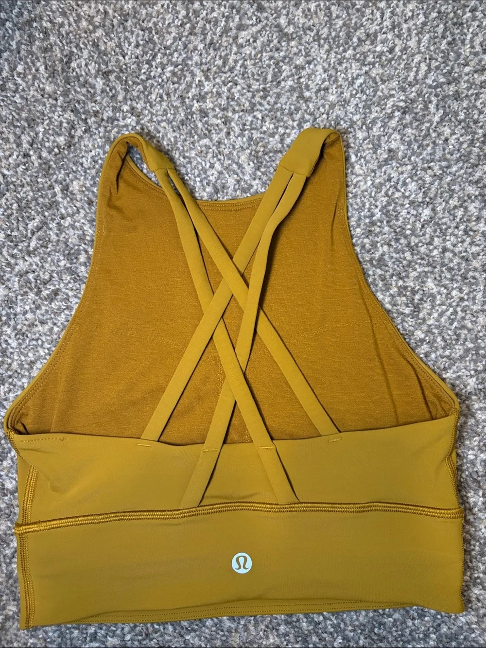 Lululemon Energy Bra High-Neck Longline Size 4 Gold Spice Mustard Yellow