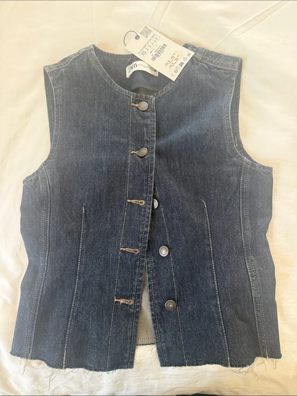 Zara Dark Blue Denim Button Vest