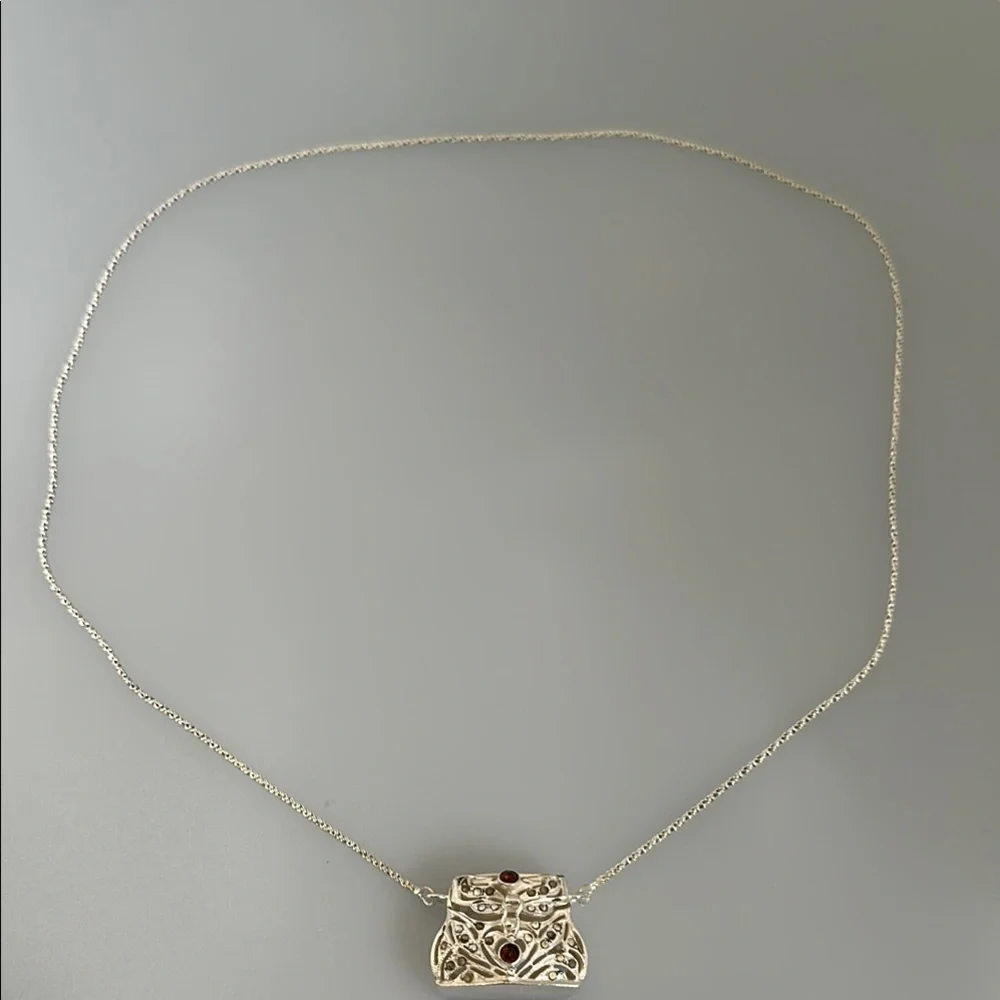925 silver mini bag stones Pendant Necklace